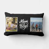 Coussin Rectangle Maman de Garçons Brosse Script Double Photo Noir (Recto)