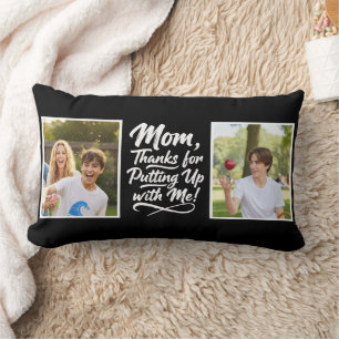 Coussin Rectangle Maman drôle merci de supporter 2 Photo noir
