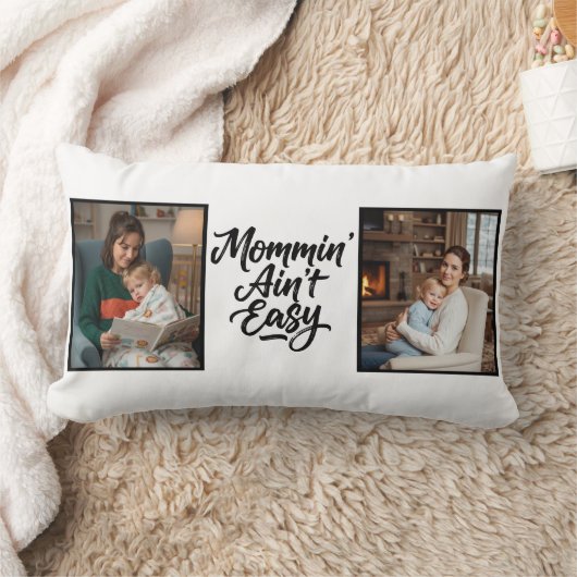Coussin Rectangle Maman n'est pas facile Pinceau Script Deux 2 Photo (Couverture)