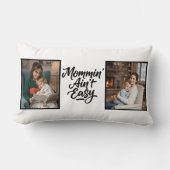 Coussin Rectangle Maman n'est pas facile Pinceau Script Deux 2 Photo (Recto)