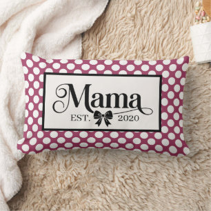 Coussin Rectangle Maman personnalisée points noirs Bourgogne élégant