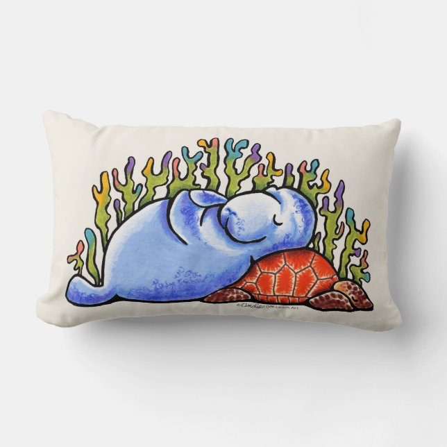 Coussin Rectangle Manatee Sea Turtle Stwood Party Beach Sand (Recto)