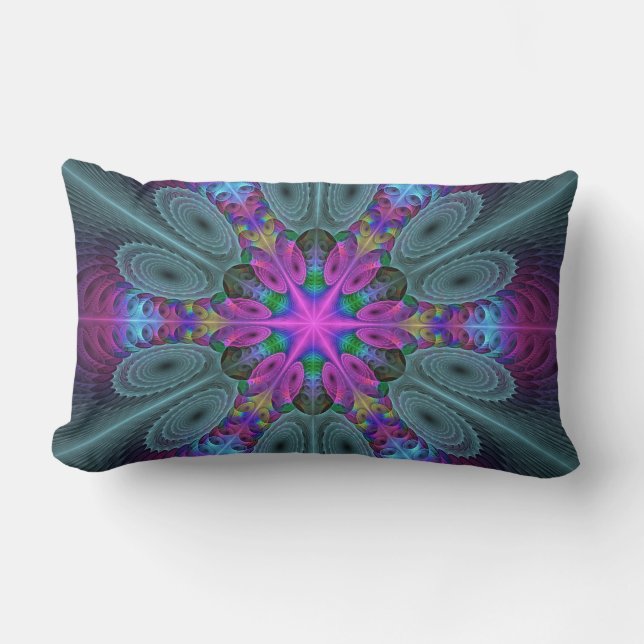 Coussin Rectangle Mandala Colorful Striant Fractal Art Kaleidoscope (Recto)
