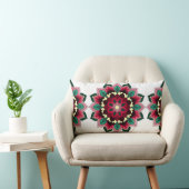 Coussin Rectangle Mandala Motif 02 en rose profond (Chaise)