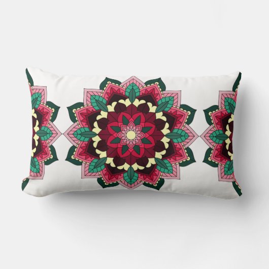 Coussin Rectangle Mandala Motif 02 en rose profond (Recto)