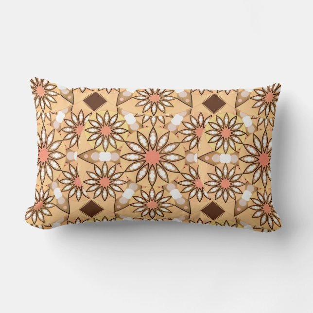 Coussin Rectangle Mandala motif, bronzage caramel, chocolat (Recto)
