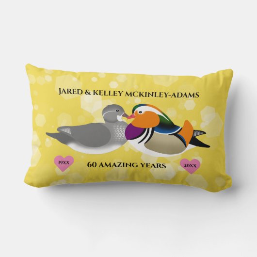 Coussin Rectangle Mandarin Canards Amateurs Toute année Anniversaire (Verso)