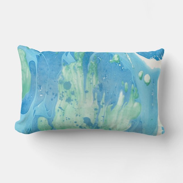 Coussin Rectangle Marbre blanc bleu vert look moderne Abstrait (Recto)