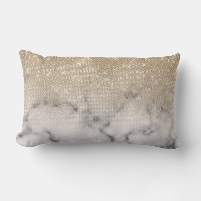 Coussin Rectangle Marbre blanc de Parties scintillant or glamour Omb (Recto)