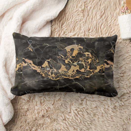 Coussin Rectangle marbre noir avec texture or (Couverture)
