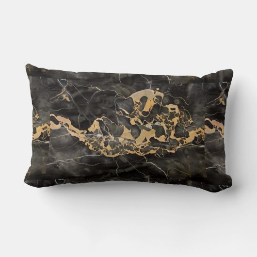 Coussin Rectangle marbre noir avec texture or (Verso)