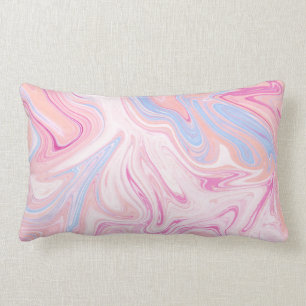 Coussin Rectangle Marbre orange bleu coloré élégant de rose en