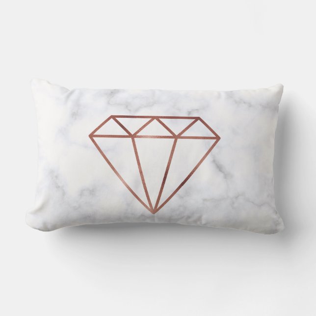 Coussin Rectangle marbre rose de blanc de diamant d'or de faux clair (Recto)