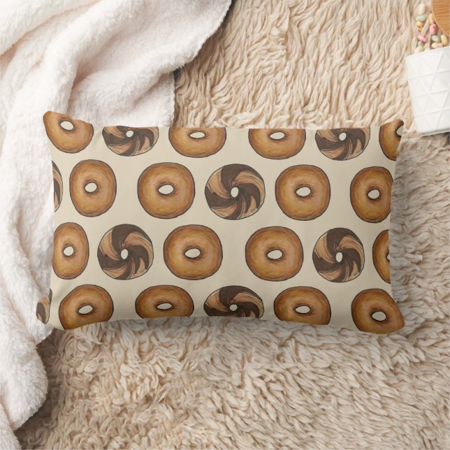 Coussin Rectangle Marbre Rye Cinnamon Raisin Plain Bagel Petit déjeu (Couverture)