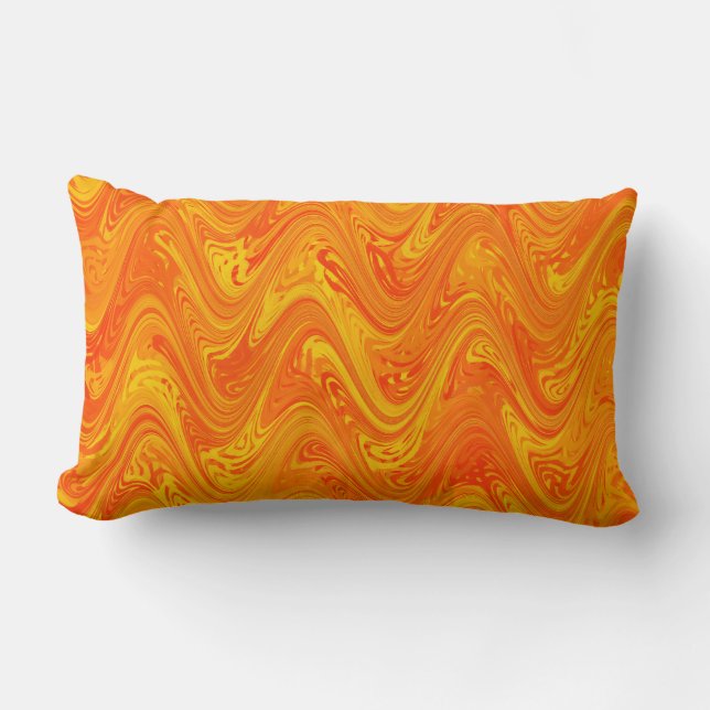 Coussin Rectangle Marbrure Orange Jaune Rouge Motif (Recto)