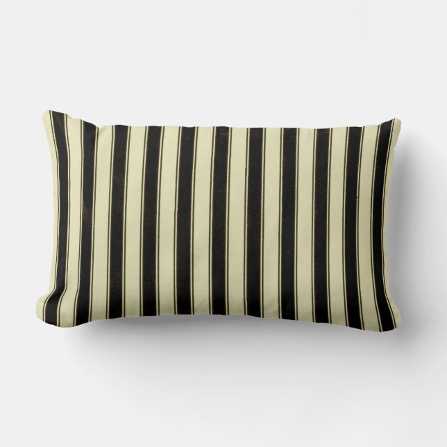 Coussin Rectangle Mariage à rayures noir et crème Élégant  (Recto)