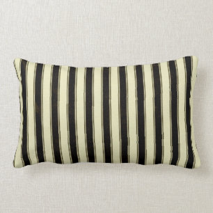 Coussin Rectangle Mariage à rayures noir et crème Élégant 