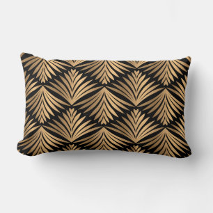 Coussin Rectangle Mariage Art Déco Gatsby Fleur Damassé Or Noir
