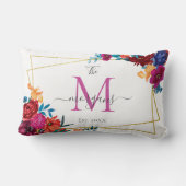 Coussin Rectangle Mariage au monogramme floral moderne (Verso)