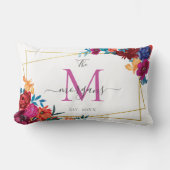 Coussin Rectangle Mariage au monogramme floral moderne (Recto)