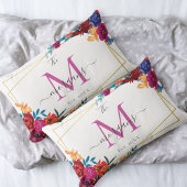 Coussin Rectangle Mariage au monogramme floral moderne