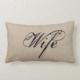 Coussin Rectangle Mariage chic rustique de jute de toile de jute de