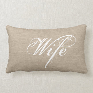 Coussin Rectangle Mariage chic rustique de jute de toile de jute de