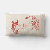 Coussin Rectangle Mariage Chinois Personnalisé Moderne Dragon-Phénix (Verso)