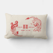 Coussin Rectangle Mariage Chinois Personnalisé Moderne Dragon-Phénix (Recto)