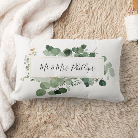 Coussin Rectangle Mariage de verdure moderne M&M nom Couple Amour (Couverture)