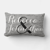 Coussin Rectangle Mariage en bois gris rustique de monogramme de (Recto)
