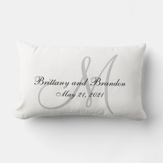 Coussin Rectangle Mariage gris de monogramme (Recto)