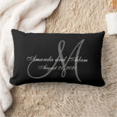 Coussin Rectangle Mariage gris noir de monogramme (Couverture)