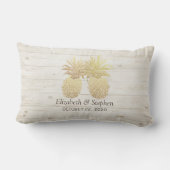Coussin Rectangle Mariage Lavage Golden Pineapple Couple Bois Rustiq (Verso)