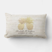Coussin Rectangle Mariage Lavage Golden Pineapple Couple Bois Rustiq (Recto)