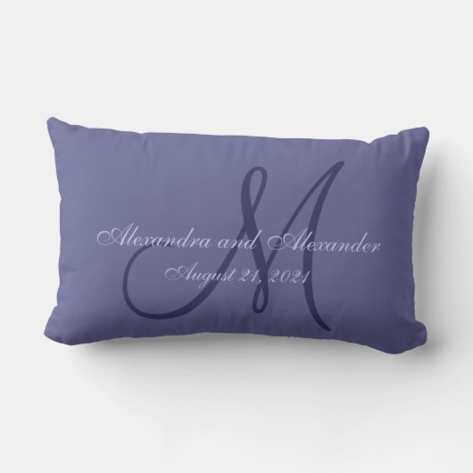 Coussin Rectangle Mariage pourpre de monogramme (Verso)