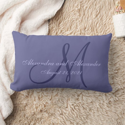 Coussin Rectangle Mariage pourpre de monogramme (Couverture)