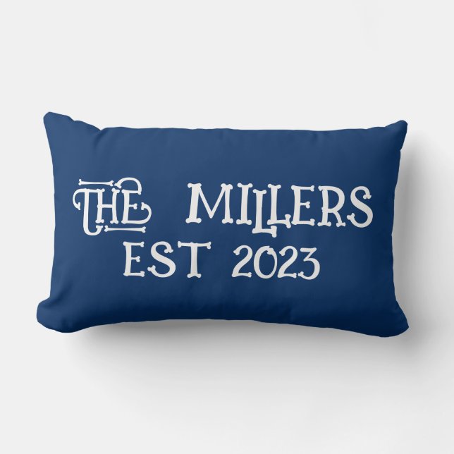COUSSIN RECTANGLE MARIAGE SUR MESURE BLEU NAVY PERSONNALISÉ (Recto)