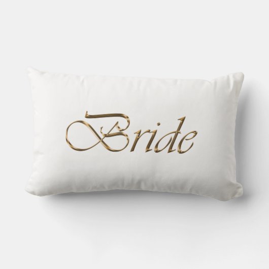 Coussin Rectangle Mariée, écriture or élégant chic blanc (Verso)