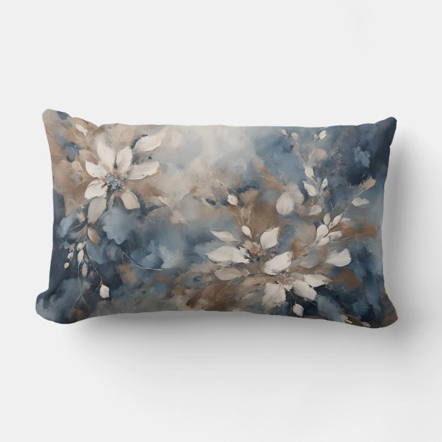 Coussin Rectangle Marine Bleu clair Brown Floral moderne (Recto)