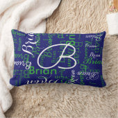 Coussin Rectangle marine et motif vert des noms (Couverture)