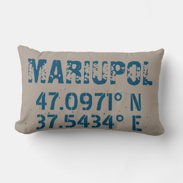 Coussin Rectangle Marioupol Ukraine Latitude & Longitude Distressed (Recto)