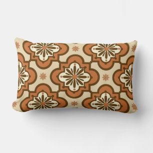 Coussin Rectangle Marocain motif en carreaux - Rust et Tan