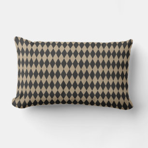 Coussin Rectangle Marron Châtaigne Noir Diamant Triangle Vintage
