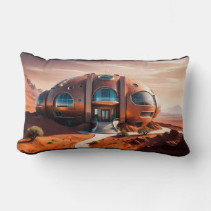 Coussin Rectangle Mars Habitat Alpha - Architecture de l'IA Sci-Fi