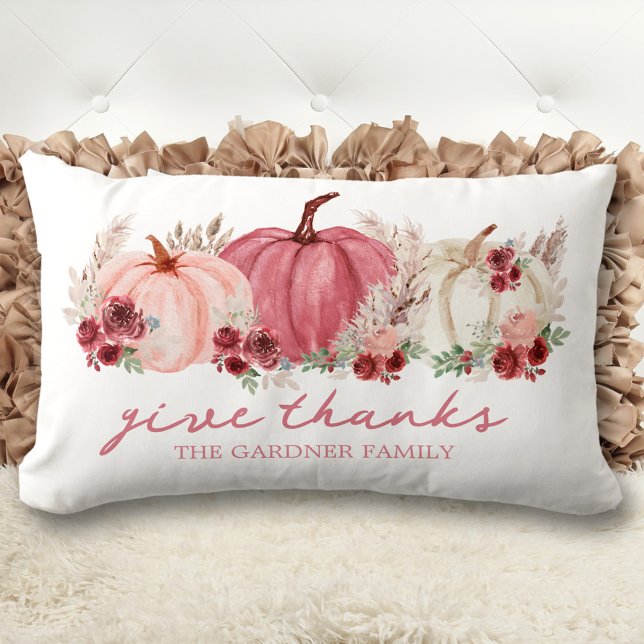 Coussin Rectangle Marsala Burgundy Automne Automne Boho Citrouilles  (Marsala Burgundy Fall Autumn Boho Pumpkins Name Lumbar Pillow)
