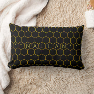 Coussin Rectangle Masculine & classe nid d'abeille motif noir jaune