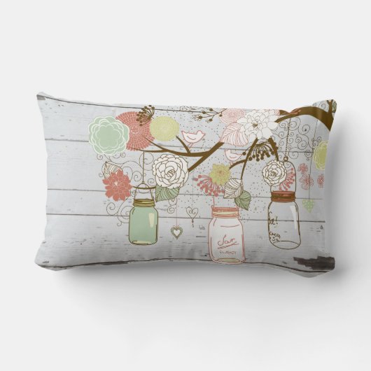 Coussin Rectangle Mason Jars et Fleurs Cadeau Mariage (Verso)