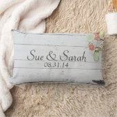 Coussin Rectangle Mason Jars et Fleurs Cadeau Mariage (Couverture)