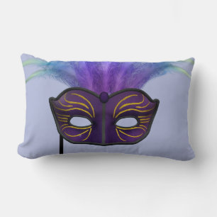Coussin Rectangle Masque de mascarade violet pour la fête du carnava